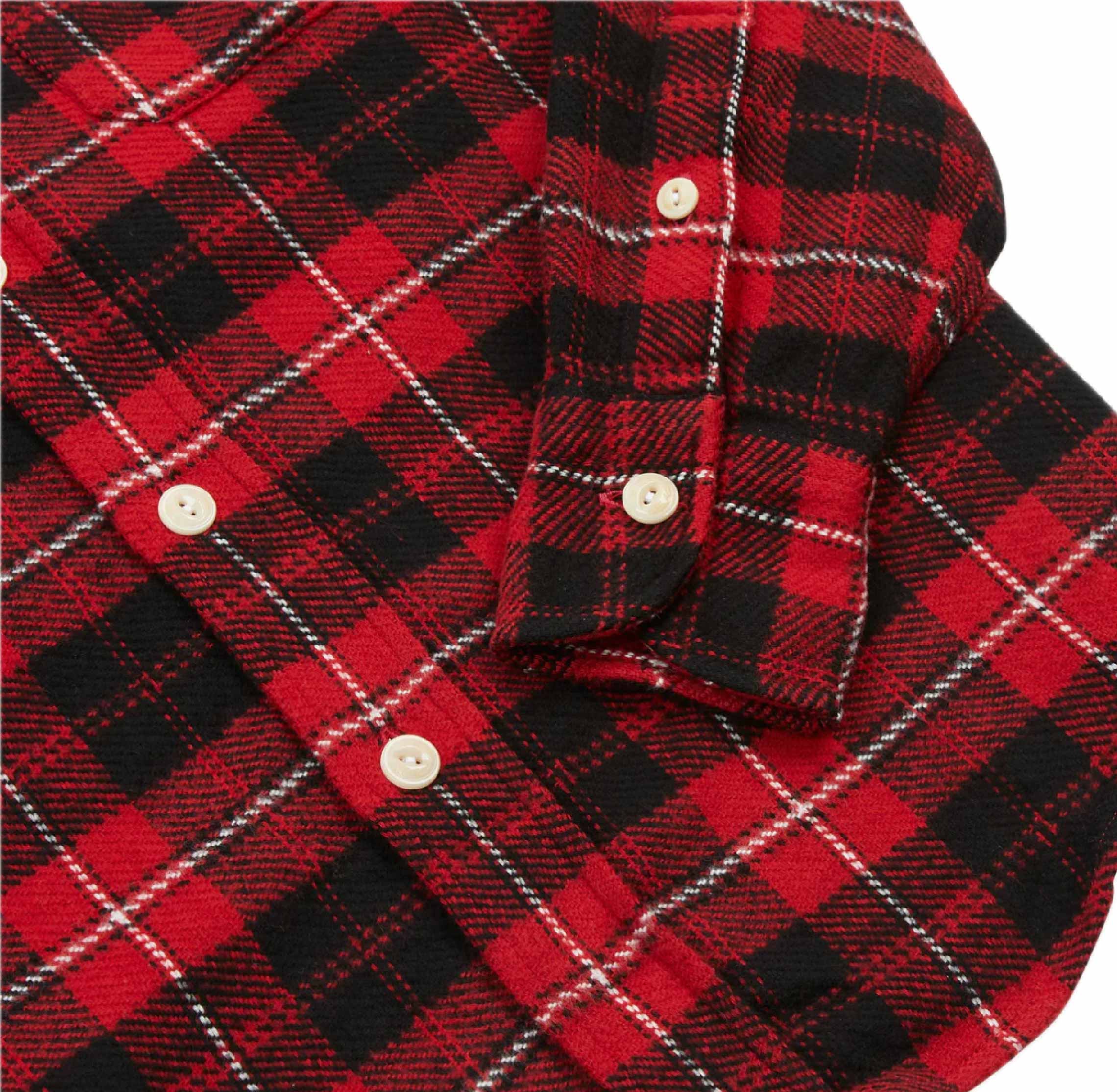 Red Check Cotton Two-Pocket Work Shirt