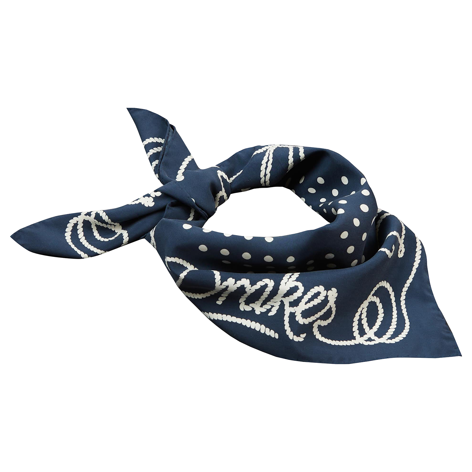 Drake's Rope Border Bandana; Navy & Ecru