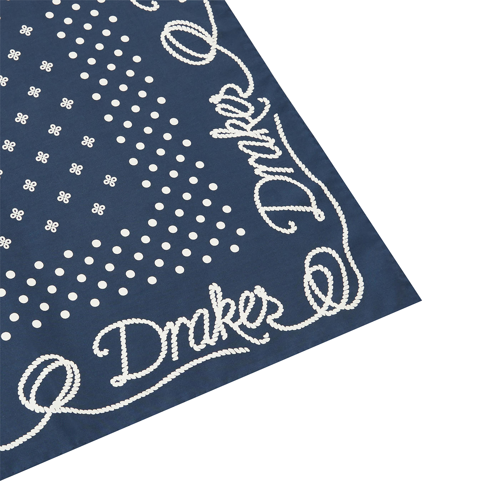 Drake's Rope Border Bandana; Navy & Ecru