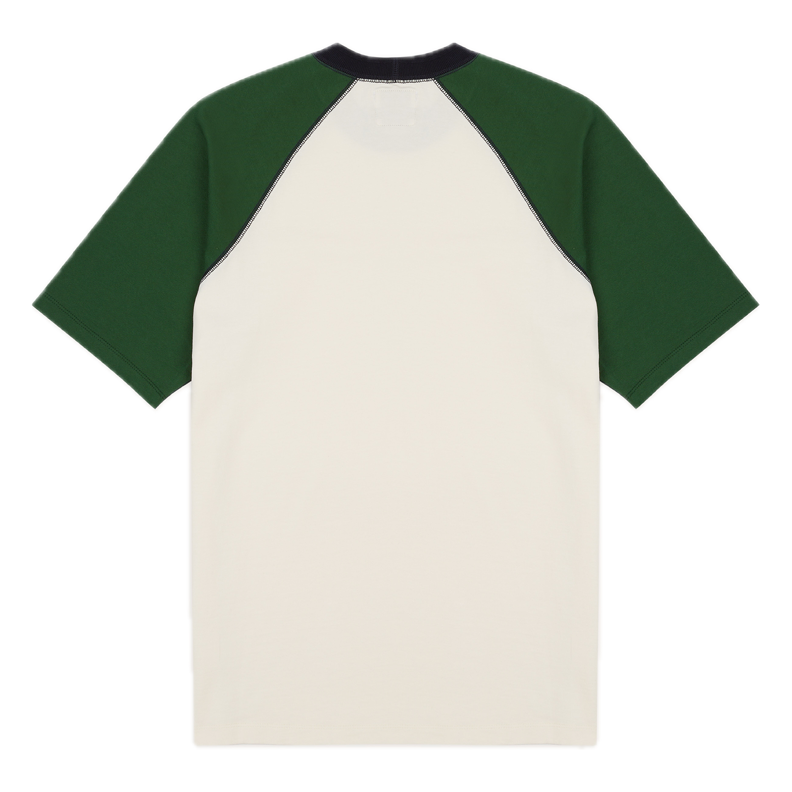 Drake's SS Raglan Hiking Tee; Ecru & Green