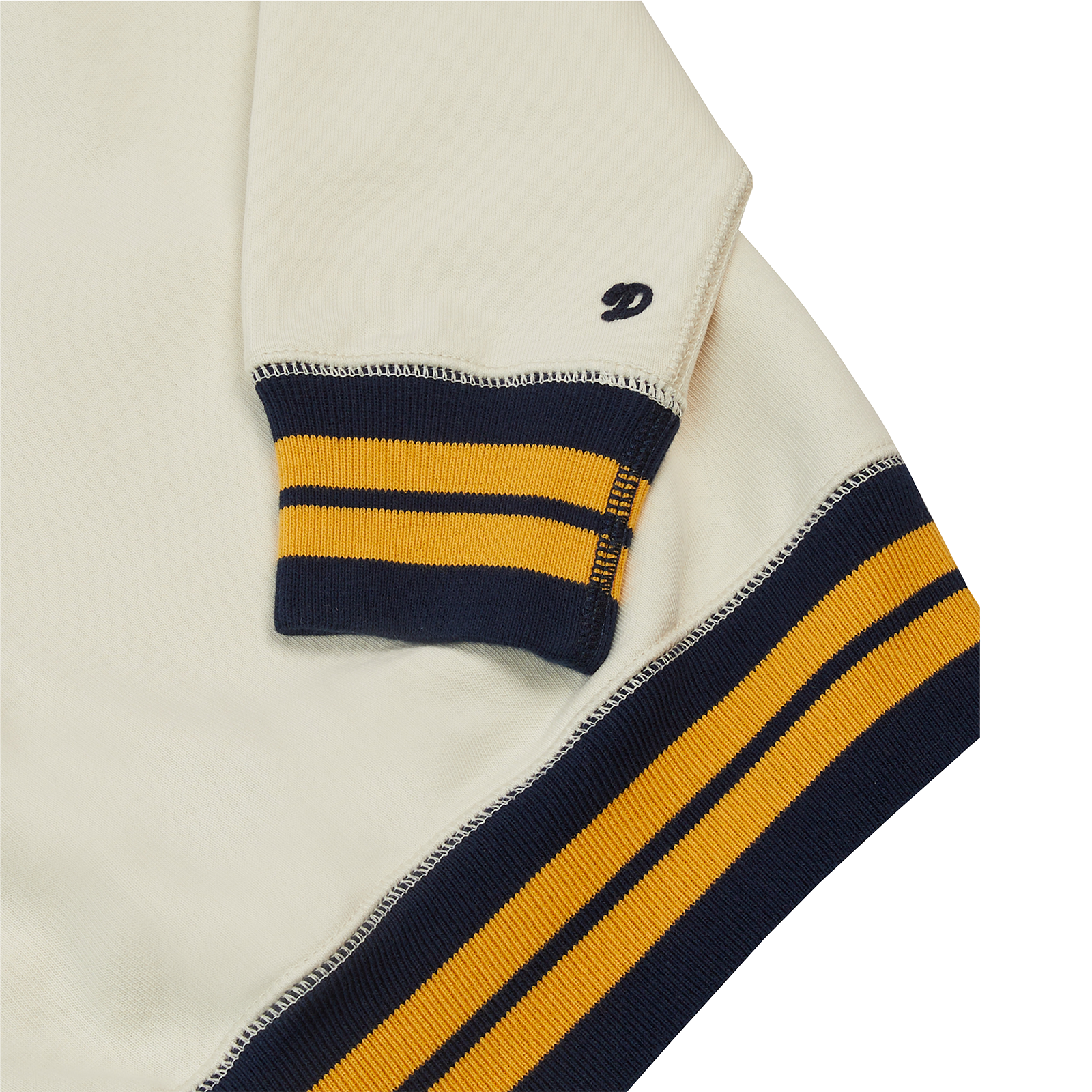 Drake's Striped Rib LS Sweatshirt Ecru & Navy