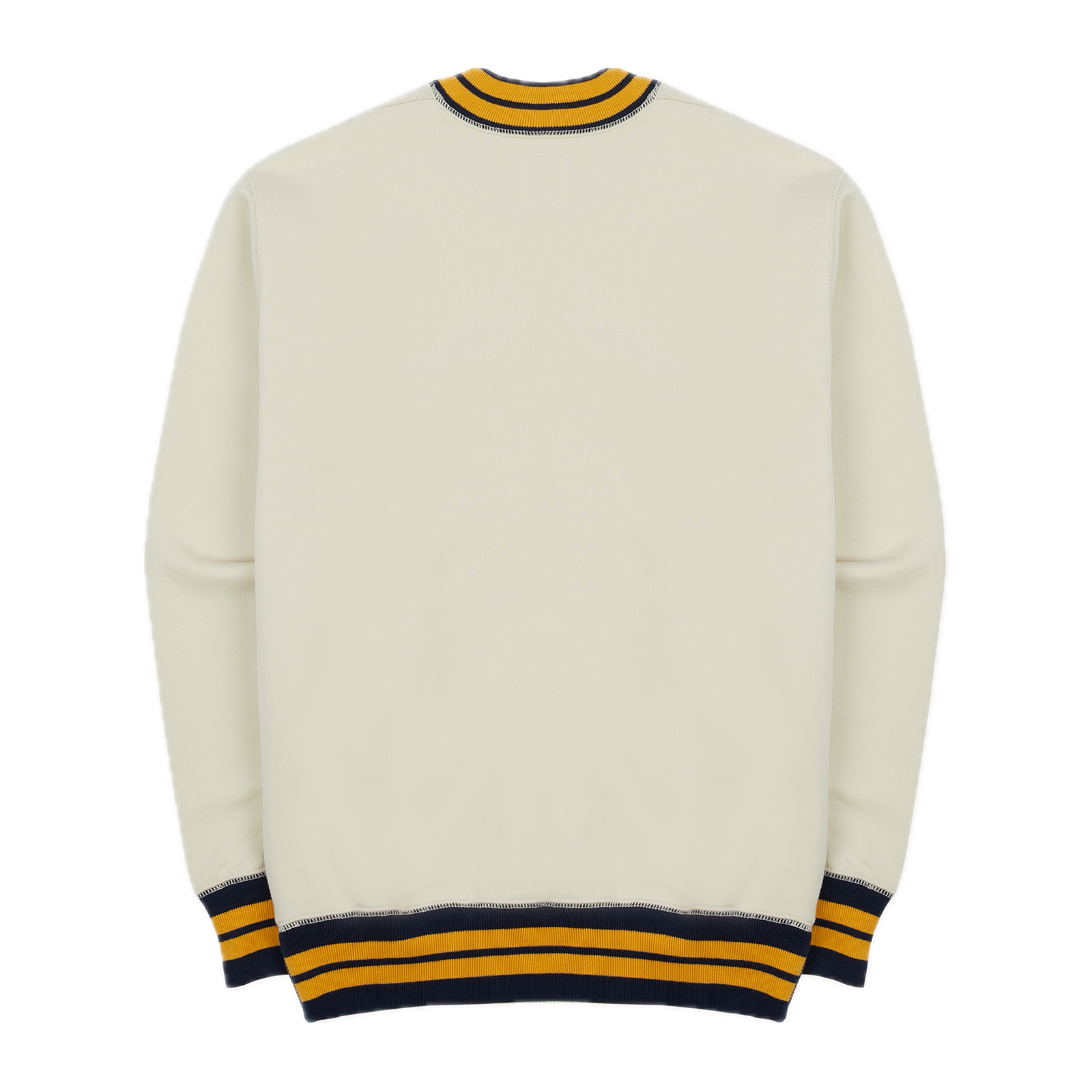 Drake's Striped Rib LS Sweatshirt Ecru & Navy