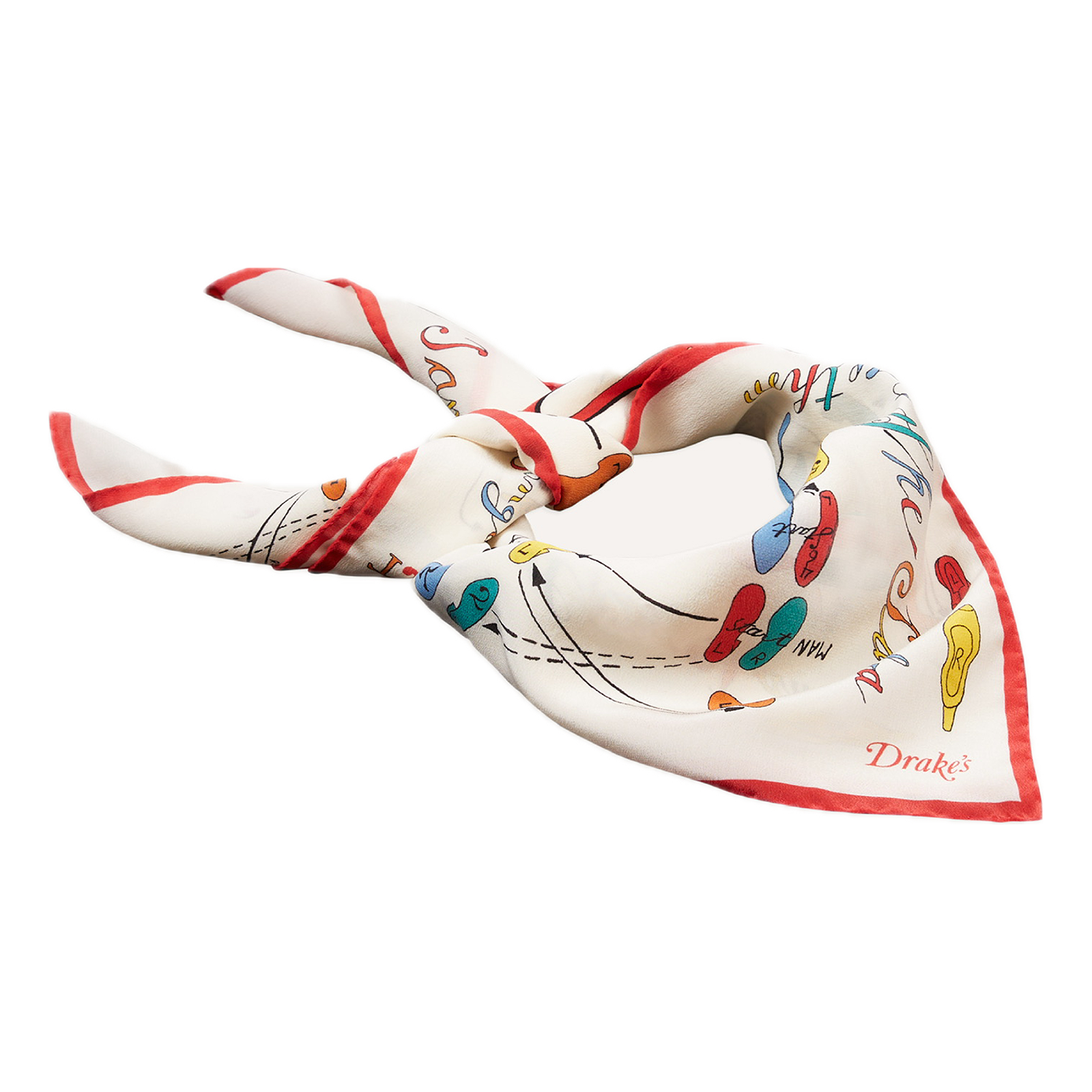 Drake's Dance Steps Bandana; Red & White