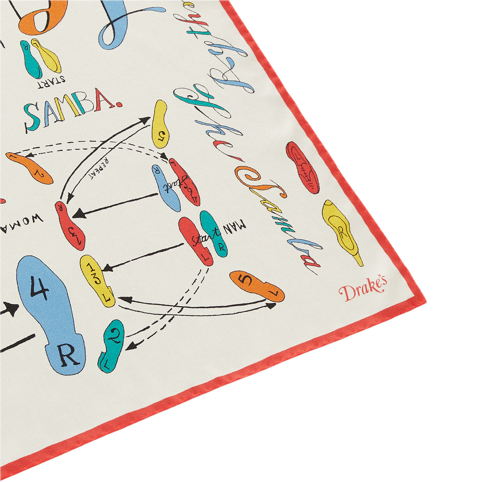 Drake's Dance Steps Bandana; Red & White