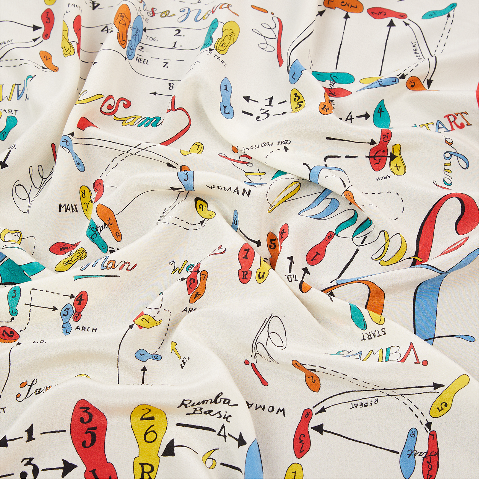 Drake's Dance Steps Bandana; Red & White