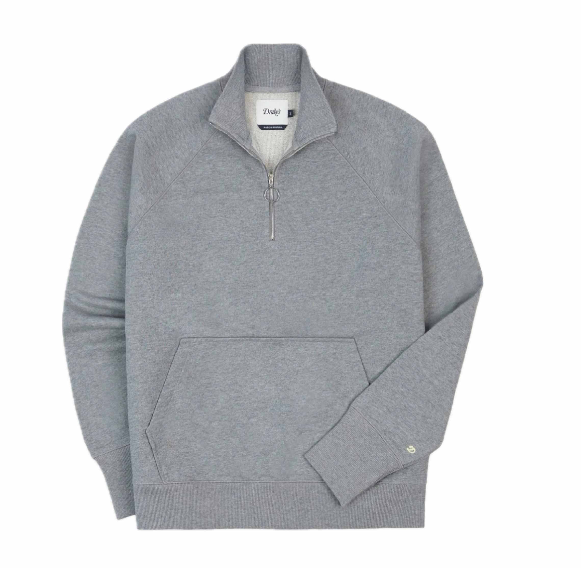 Grey Cotton Quarter Zip Sweatshirt