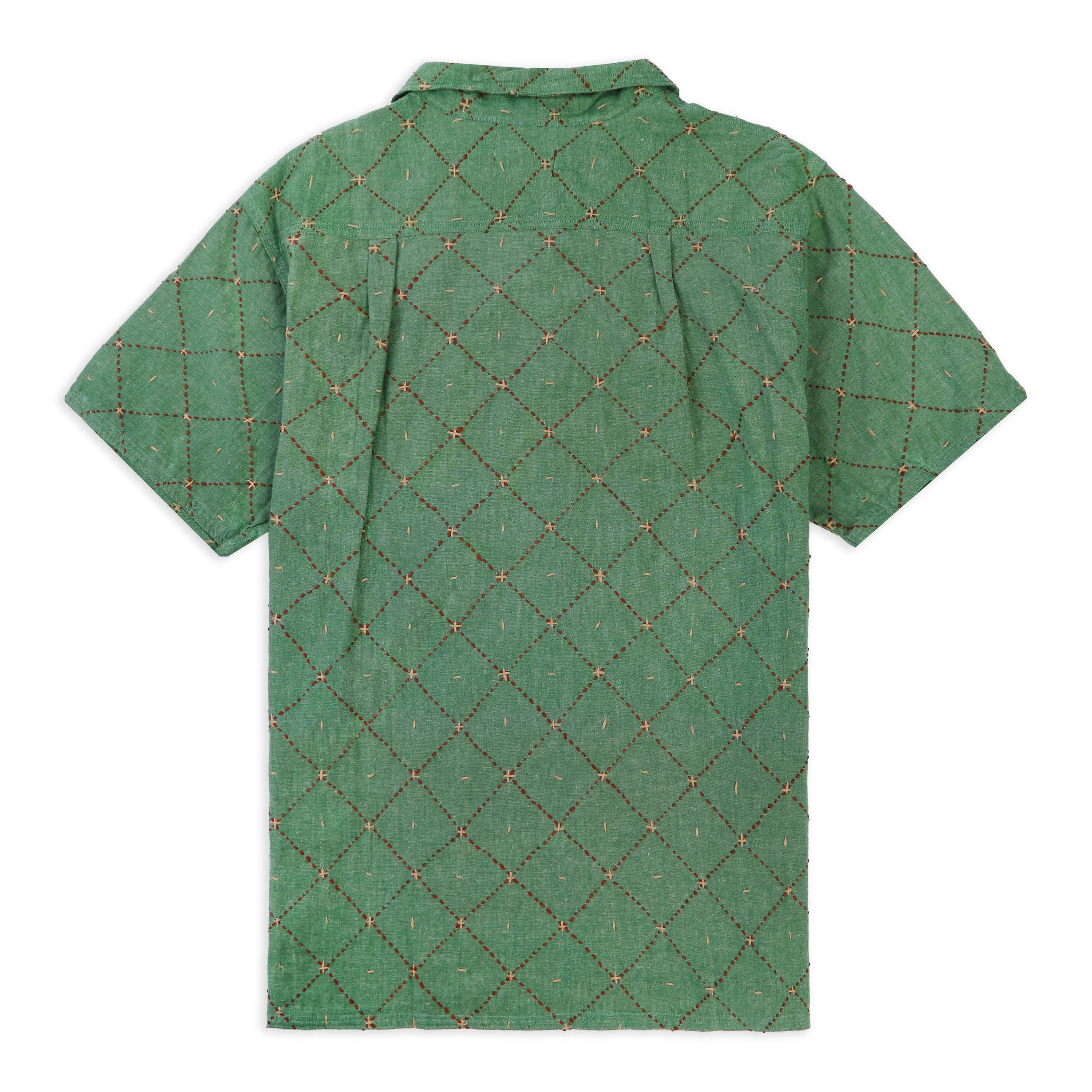 Burrows & Hare Kantha Short Sleeve Shirt - Green