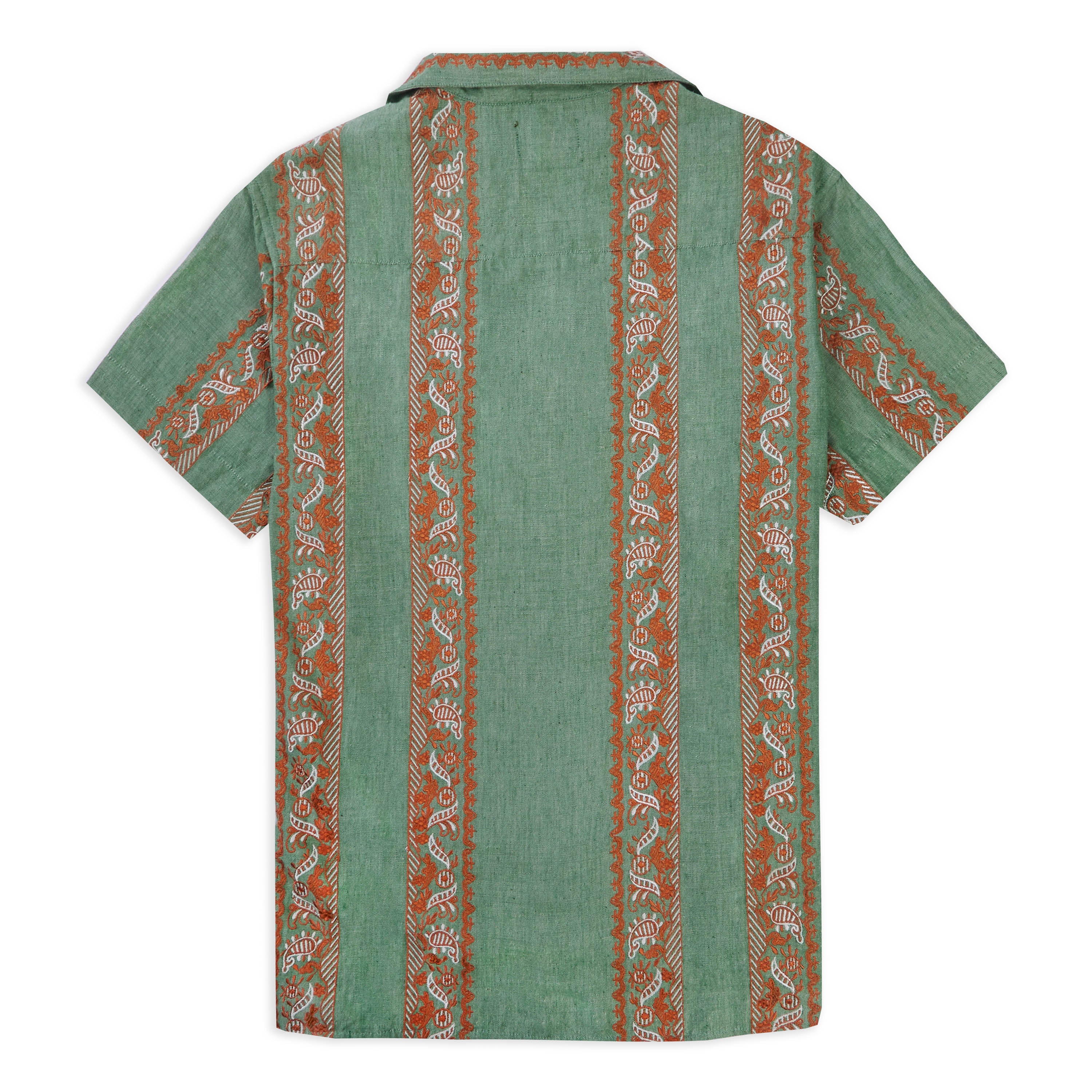 Burrows & Hare Embroidered Short Sleeve Shirt - Green