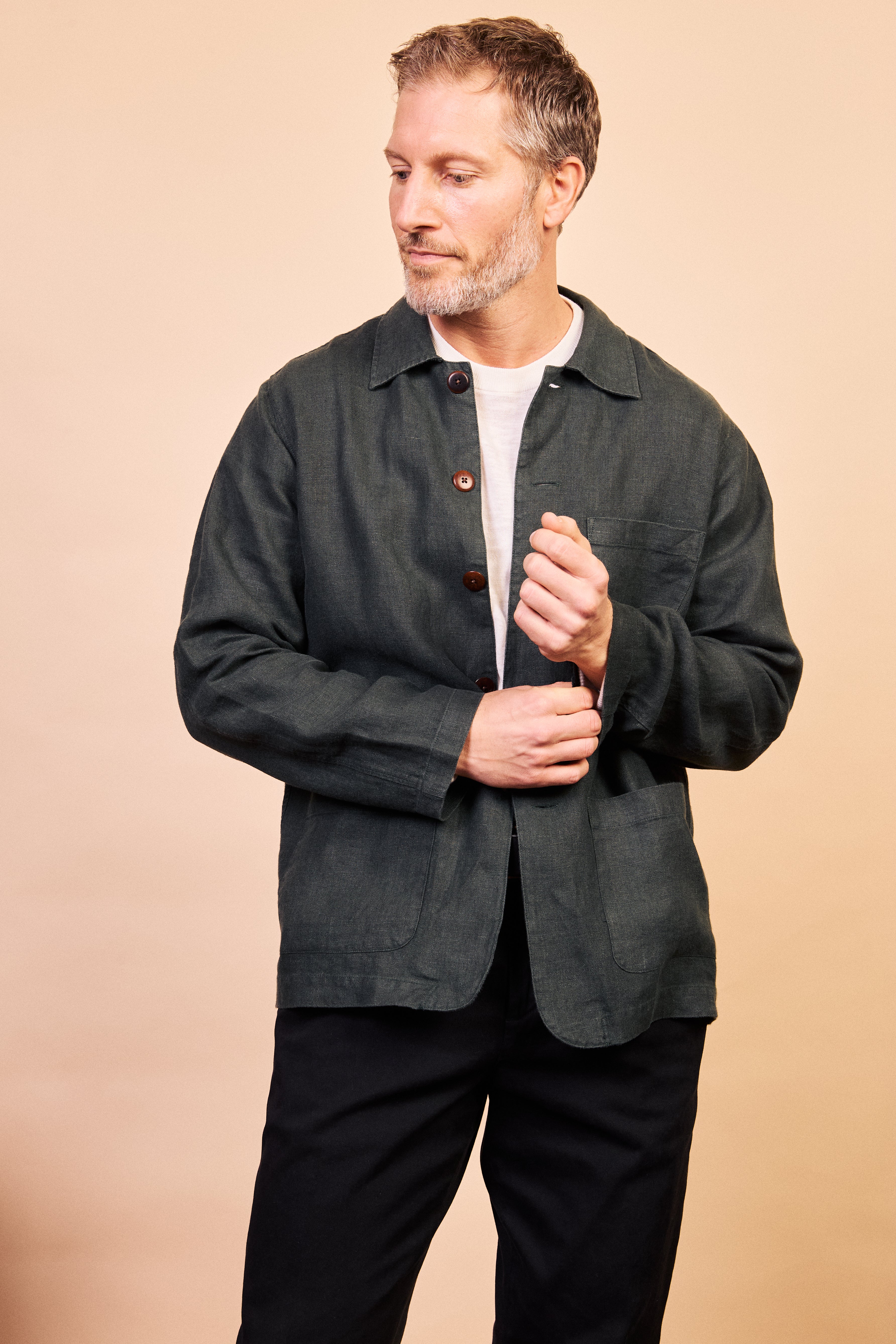 Burrows & Hare Linen Iffley Jacket - Eucalyptus