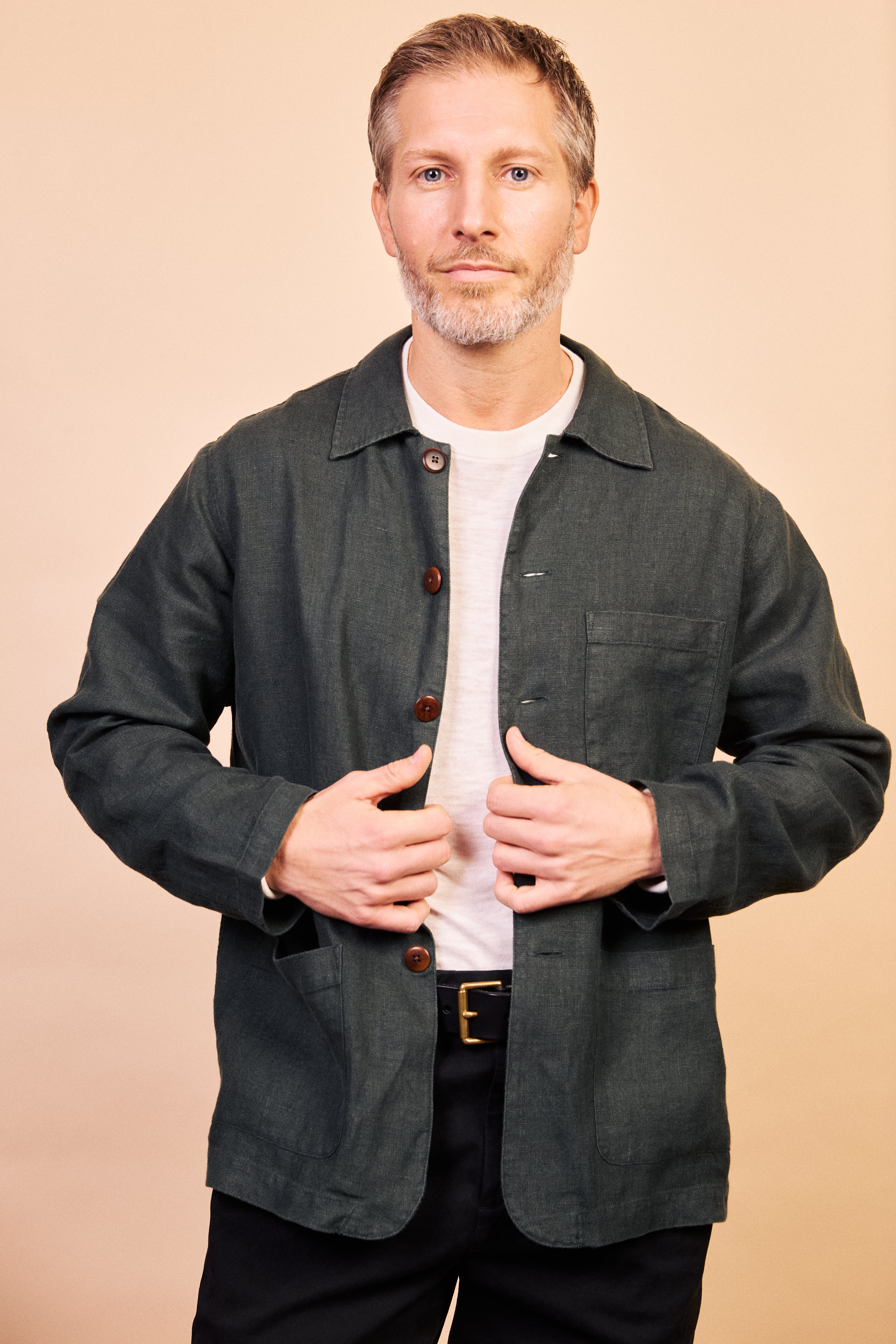 Burrows & Hare Linen Iffley Jacket - Eucalyptus