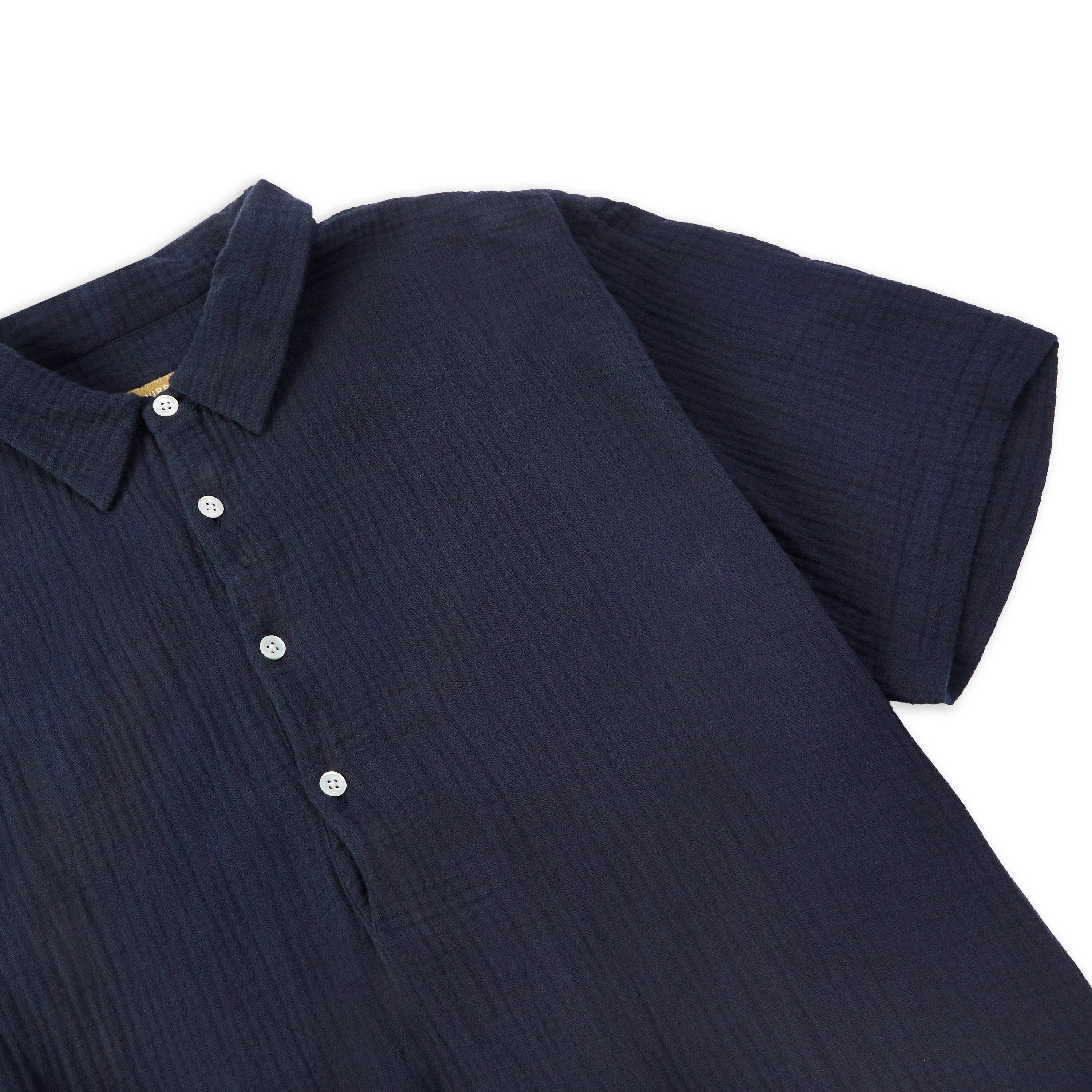 Burrows & Hare Pop Over Short Sleeve Morton Shirt - Navy