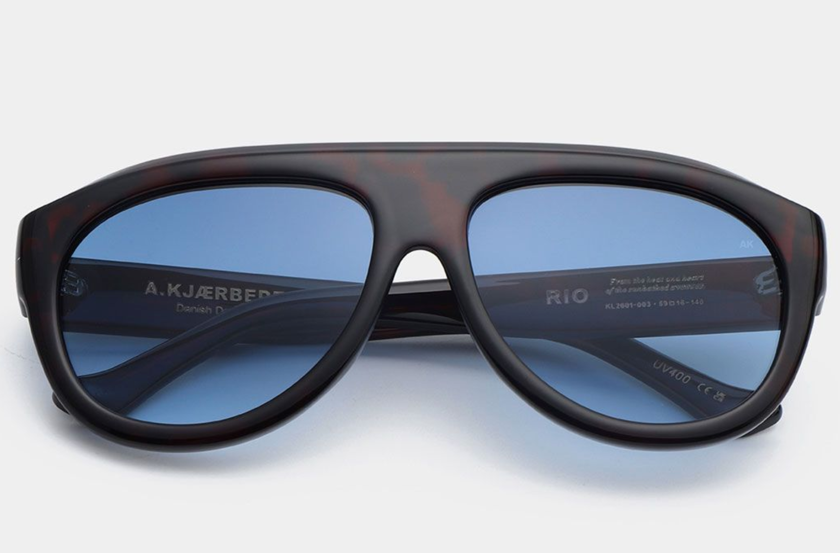 Front view of Rio Demi Tortoise sunglasses by A. Kjærbede with tortoise frame.