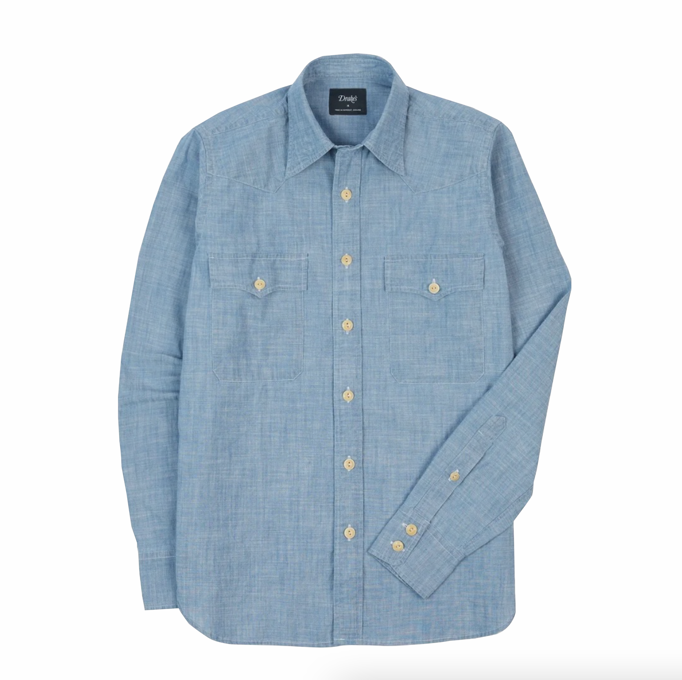 Drake's Chambray Western - Light Blue