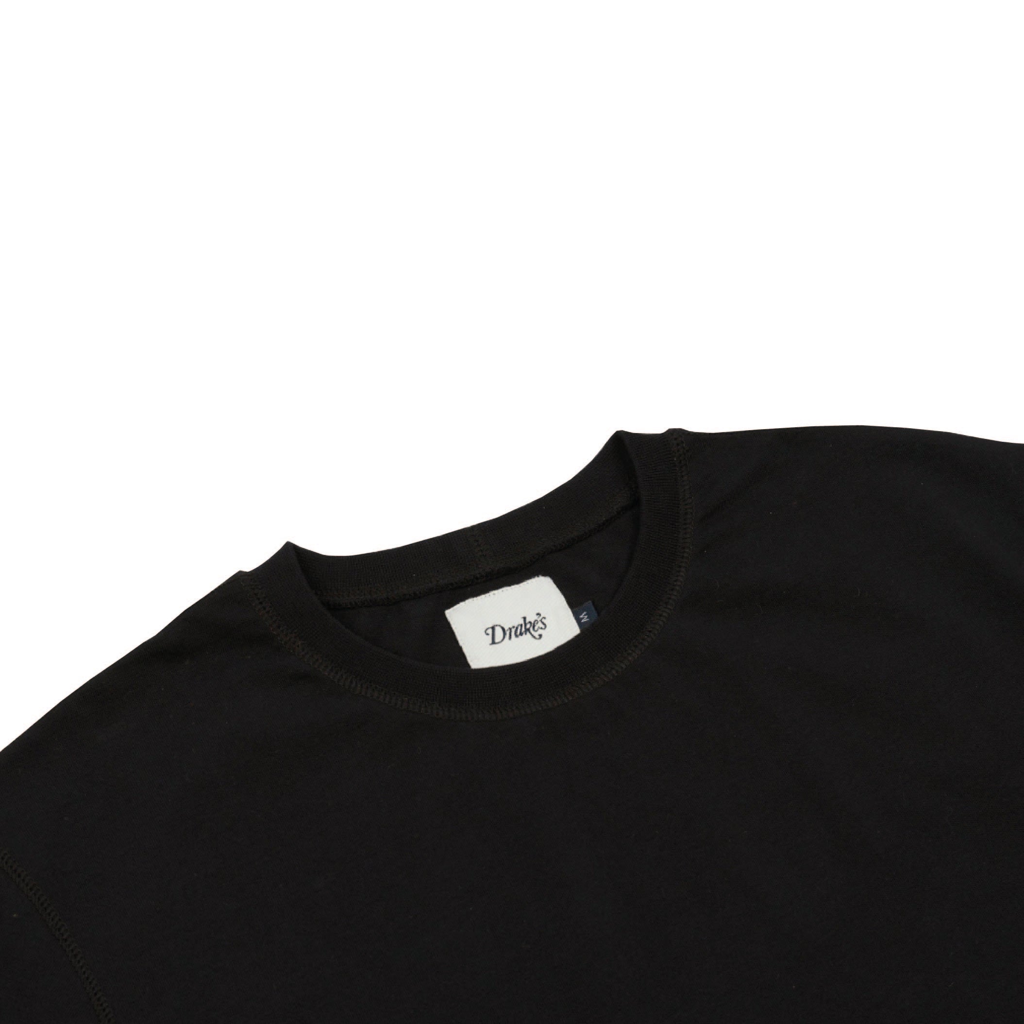Drake's Short Sleeve Hiking T-Shirt in Black — three-quarter view
