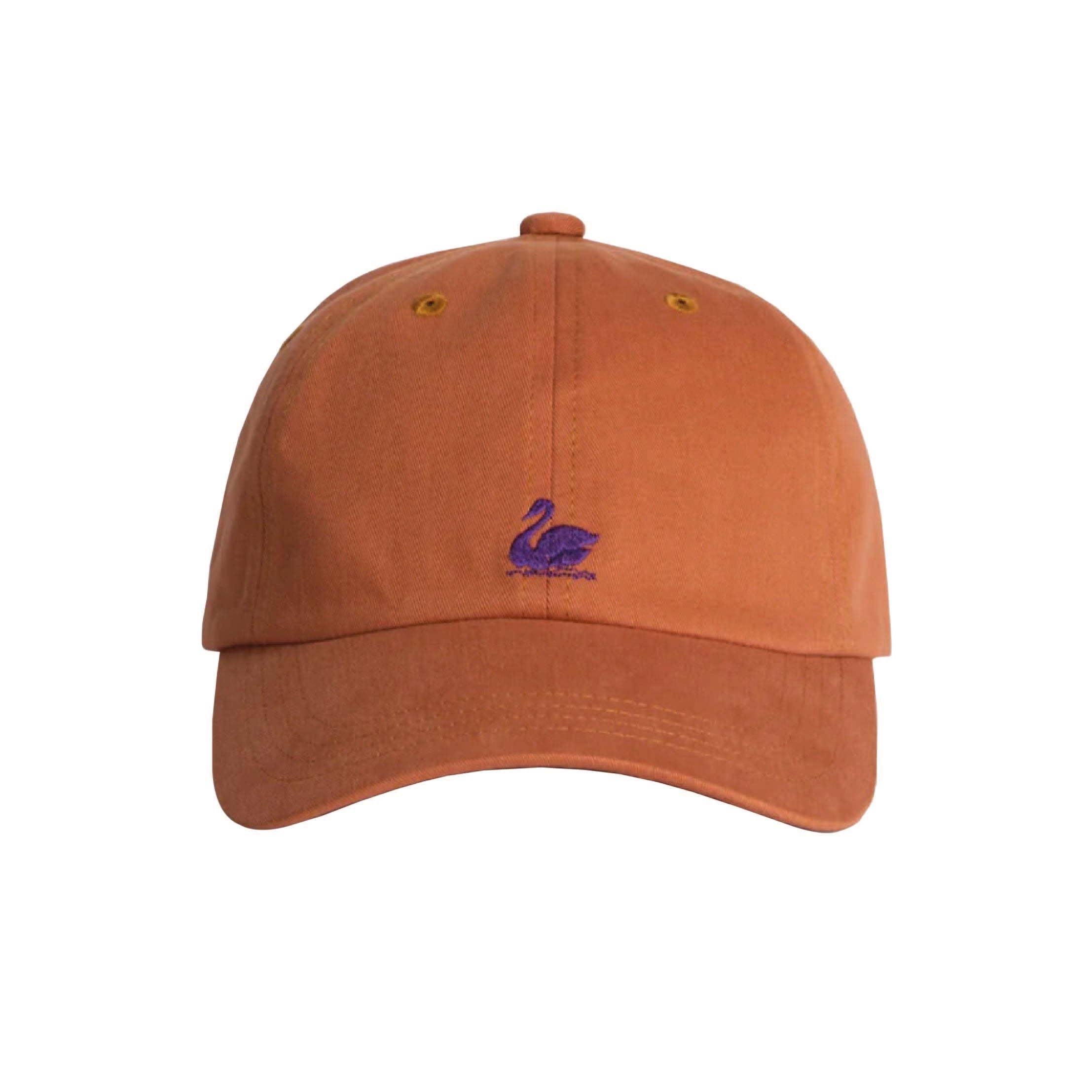 Merz b. Schwanen Swan Logo Cotton Twill Cap in Pumpkin – front view