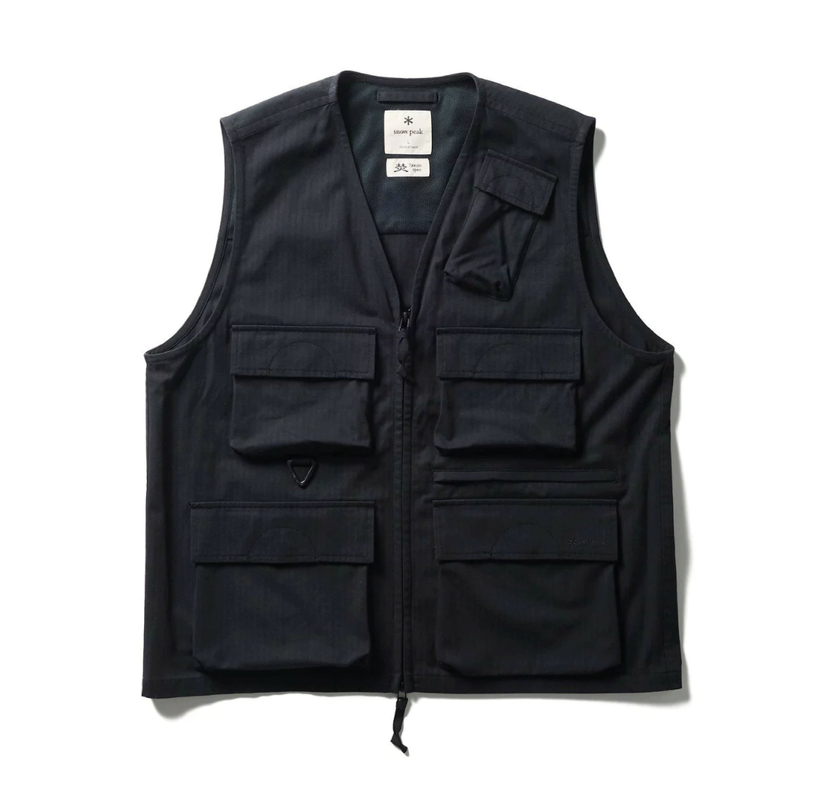 Snow Peak Takibi Herringbone Vest Black in Black | Burrows & Hare