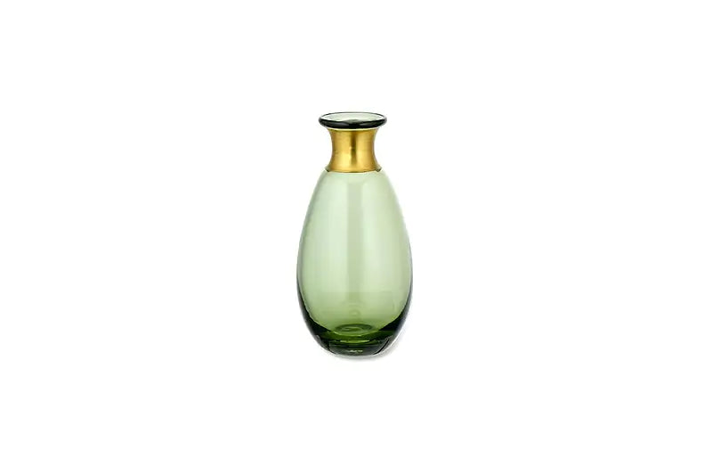 Miza Mini Glass Vase Large - Green by Nkuku, crafted from glass with a smooth finish.