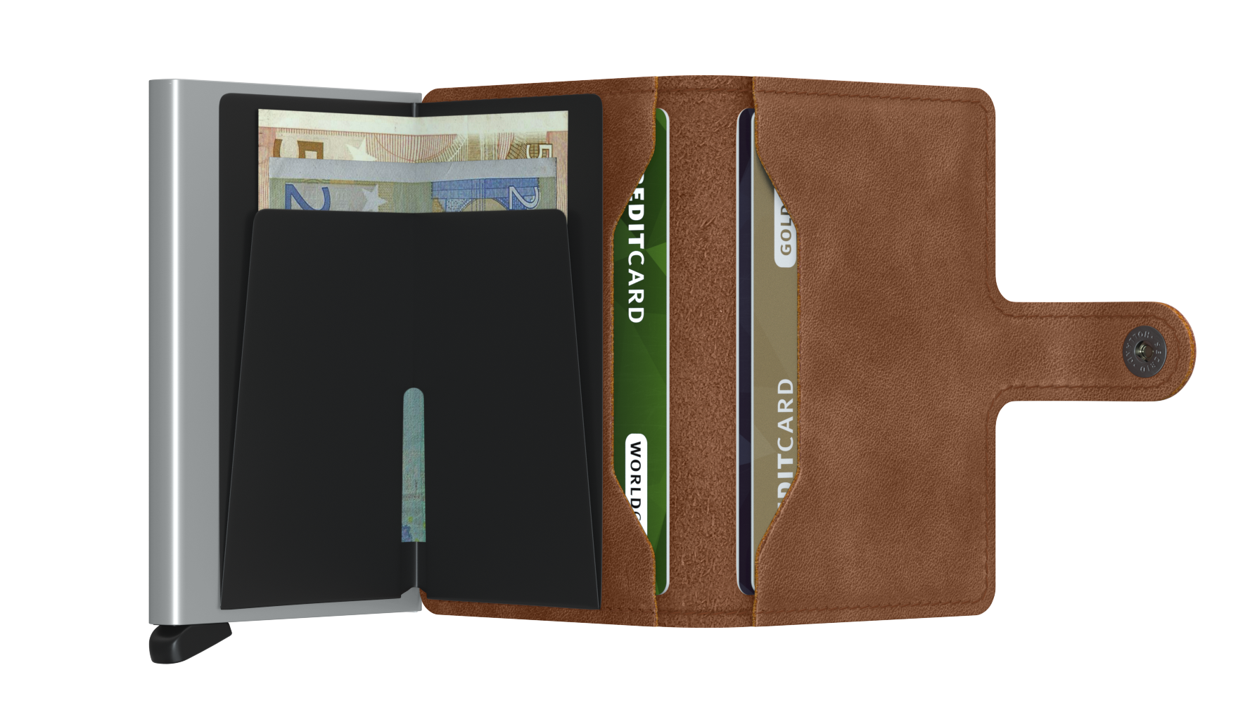 SECRID RFID Miniwallet Vintage - Cognac / Silver - Burrows and Hare