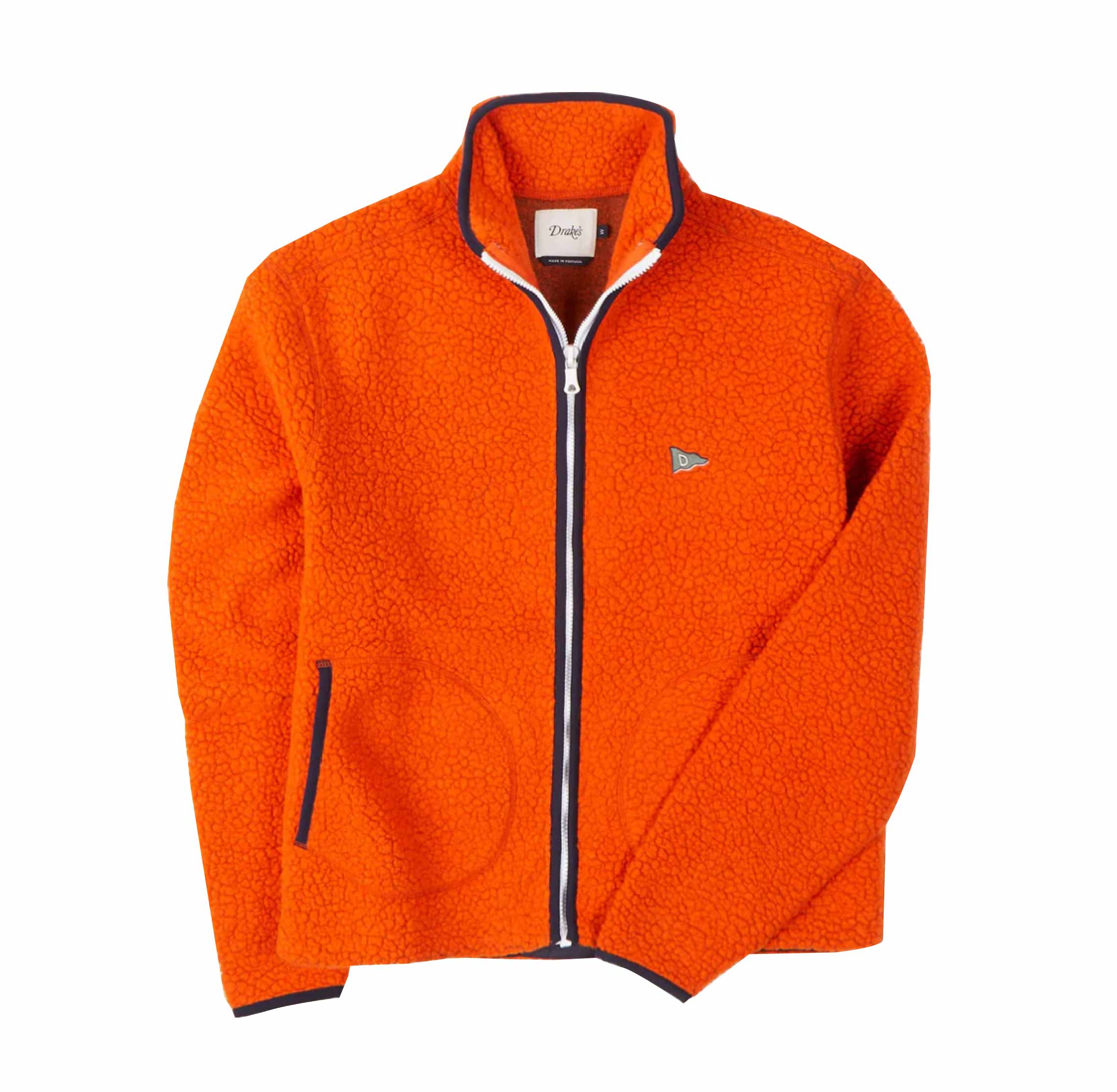 Orange Boucle Wool Zip Fleece Jacket