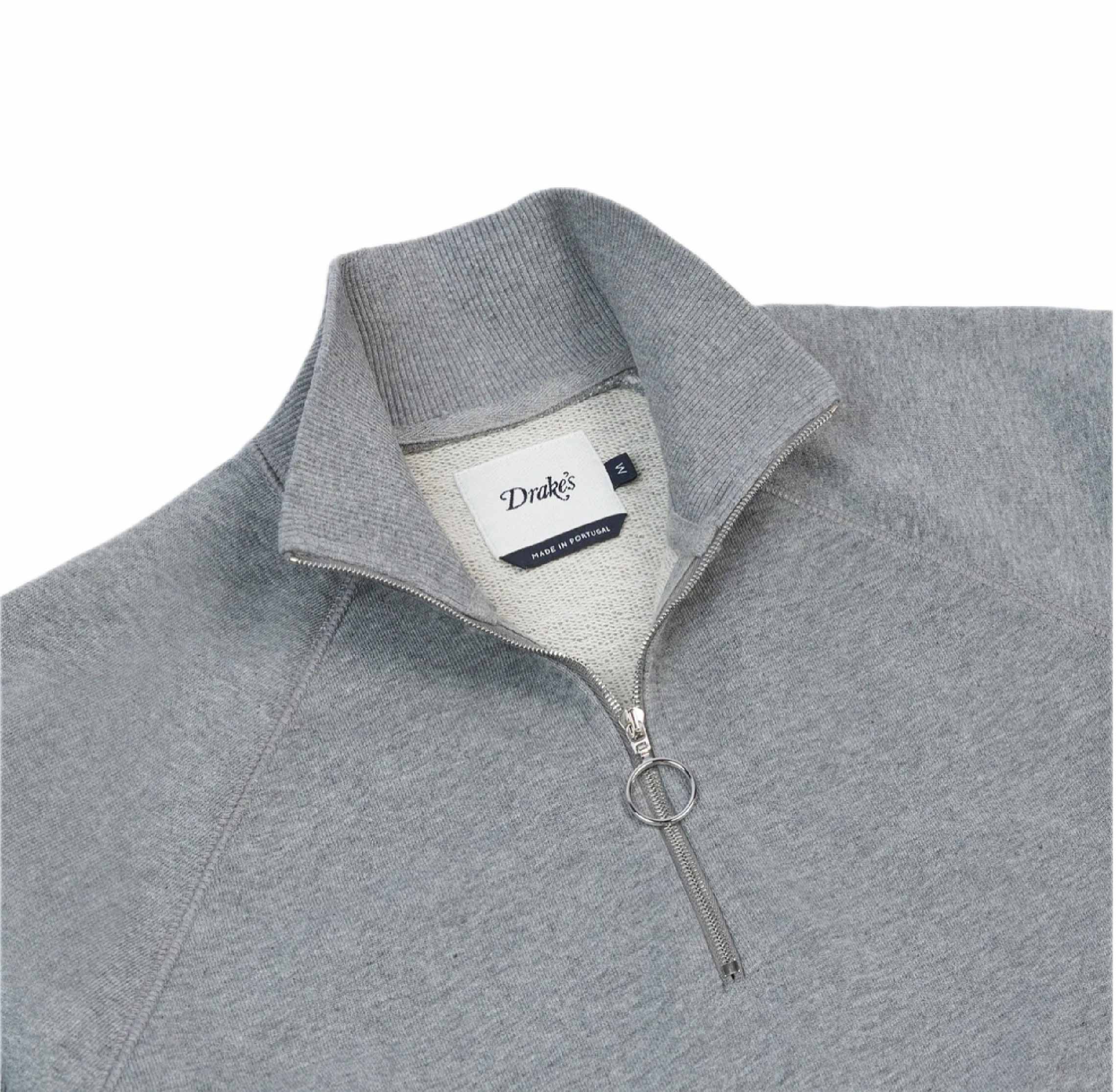 Grey Cotton Quarter Zip Sweatshirt