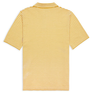 Burrows & Hare Cashmere Short Sleeve Polo - Stripe Mustard