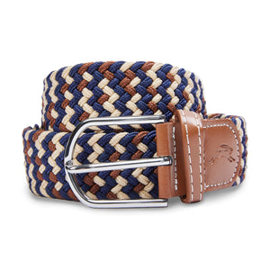 Burrows & Hare One Size Woven Belt - Navy, Ecru, Brown