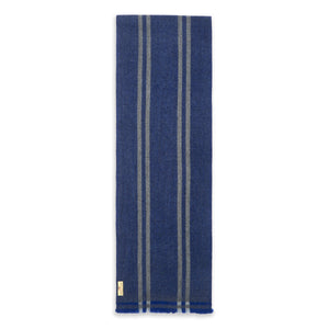 Burrows & Hare Cashmere & Merino Wool Scarf - Blue & Grey Stripe