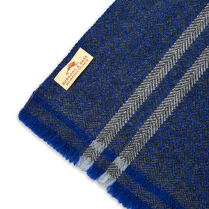 Burrows & Hare Cashmere & Merino Wool Scarf - Blue & Grey Stripe