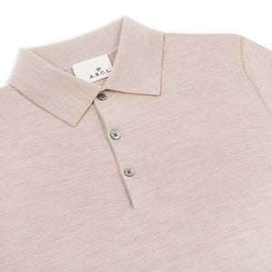 A.B.C.L. Collared Short Sleeve Polo - Sand