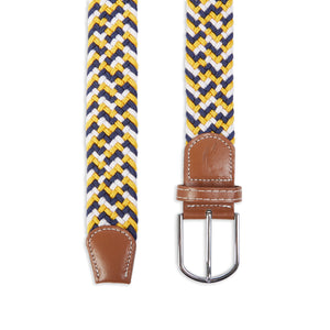 Burrows & Hare One Size Woven Belt - Mustard, White & Navy