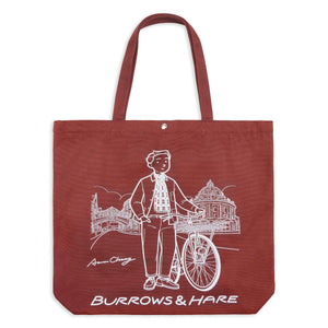 Burrows & Hare Printed Canvas Tote Bag - Red