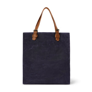 Burrows & Hare Waxed Cotton Canvas Tote Bag - Navy