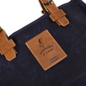 Burrows & Hare Waxed Cotton Canvas Tote Bag - Navy
