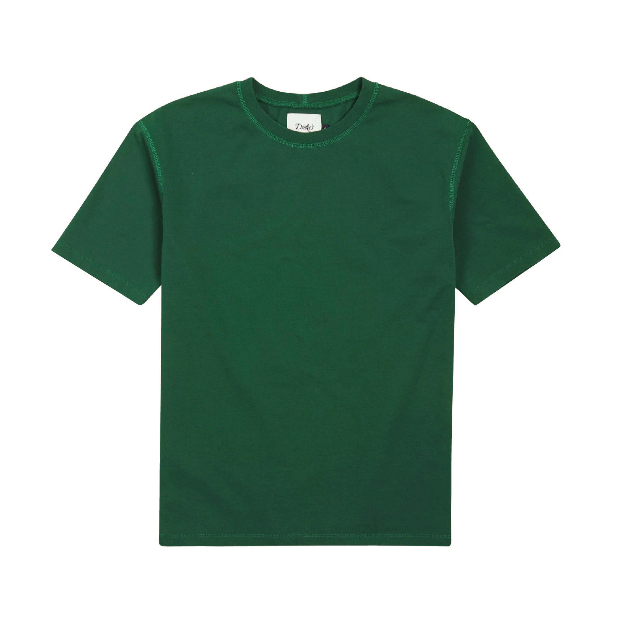 Drake's Short Sleeve Hiking T-Shirt in Forest Green — front view