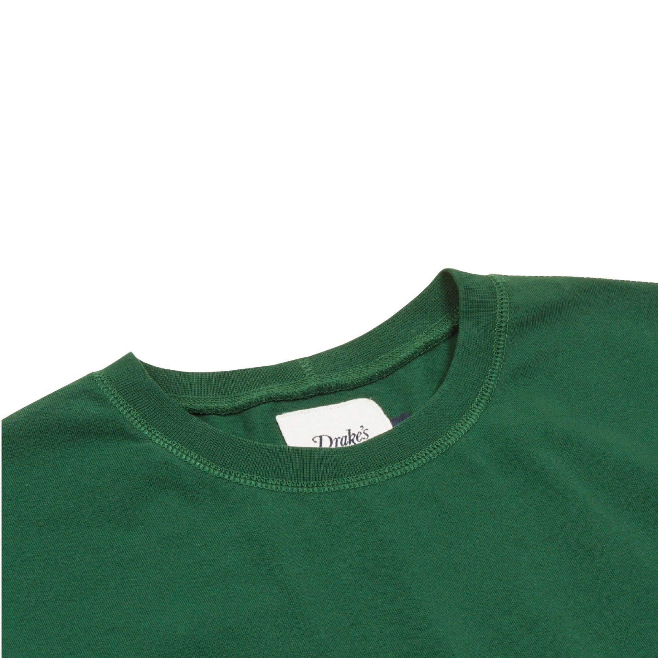 Drake's Short Sleeve Hiking T-Shirt in Forest Green — three-quarter view