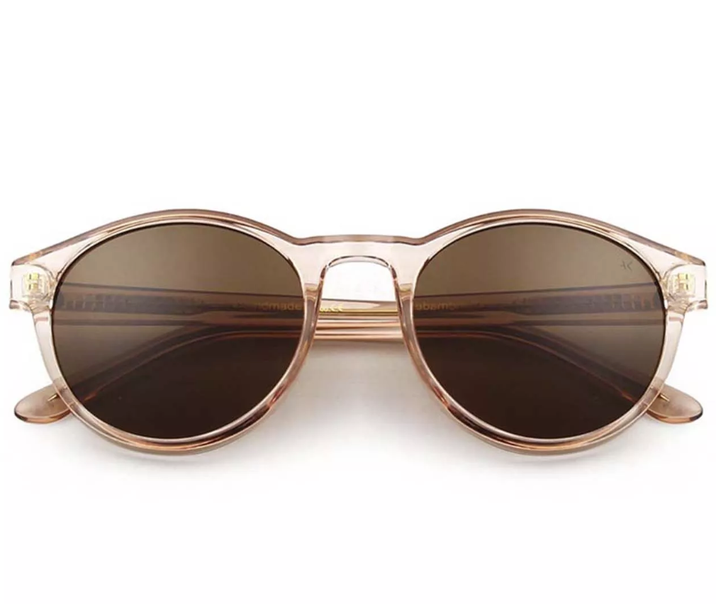 Angled view of Marvin Champagne sunglasses by A. Kjærbede, sustainable materials.