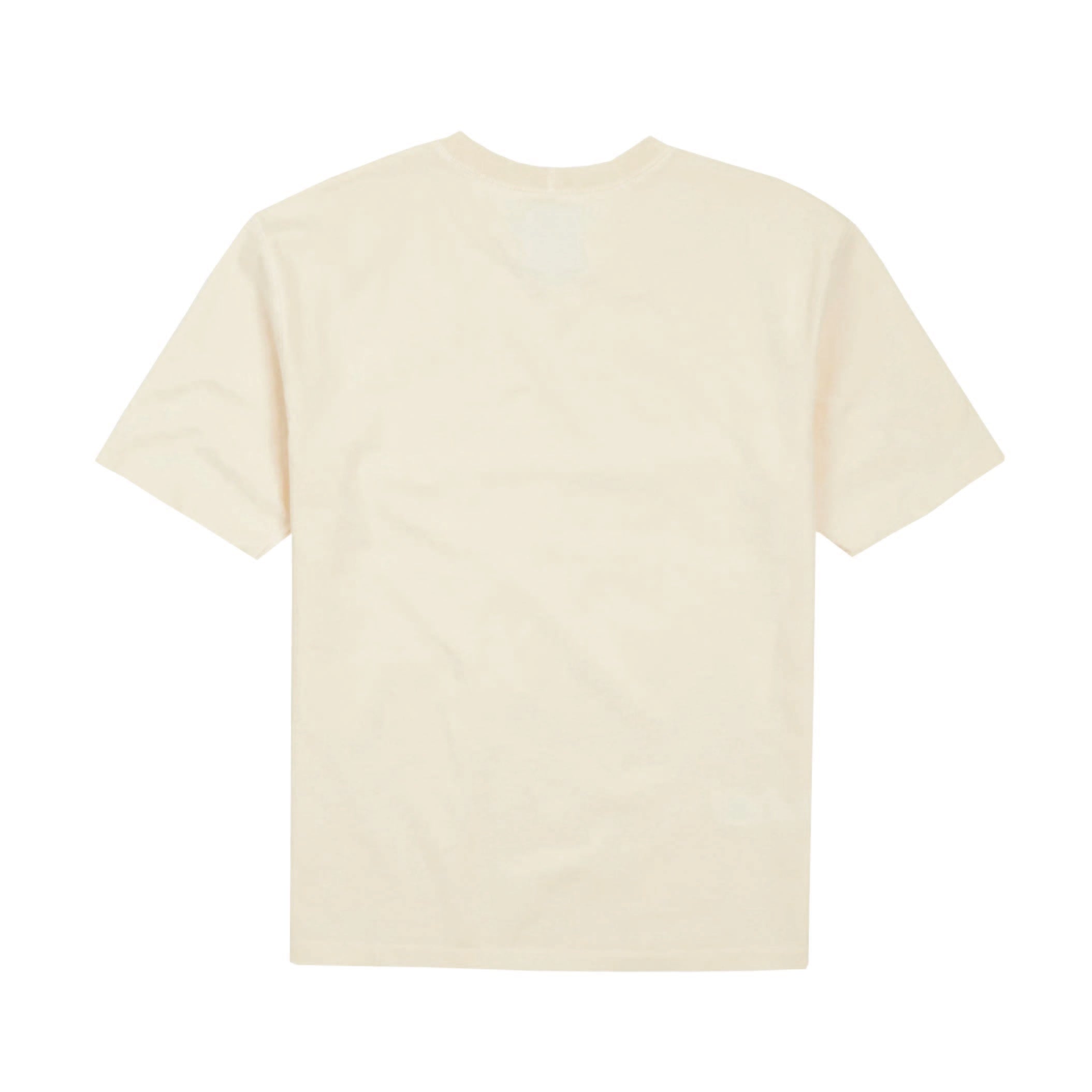 Drake's Short Sleeve Hiking T-Shirt in Antique White — detail, chest and collar