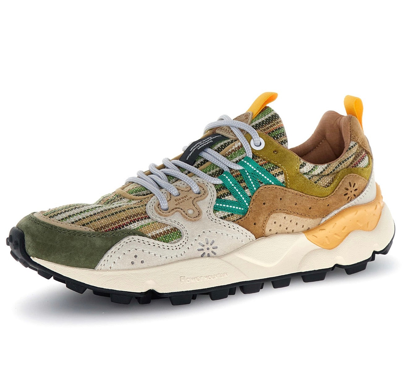 Flower Mountain Yamano 3 Suede/Cotton Military Brown/Cream