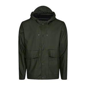 Rains Waterproof Short Hooded Coat - Green