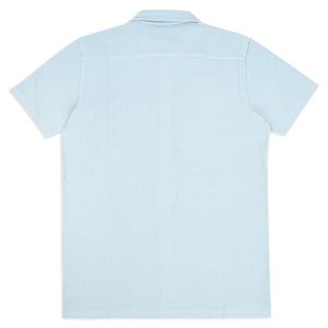 Oliver Spencer Morval Riviera Short Sleeve Jersey Shirt - Sky Blue - Burrows and Hare