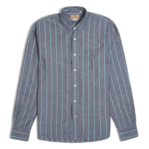 Burrows & Hare Japanese Cotton Striped Shirt - Grey - Burrows and Hare