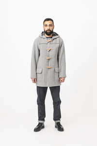 Burrows & Hare Water Repellent Wool Duffle Coat - Light Grey - Burrows and Hare