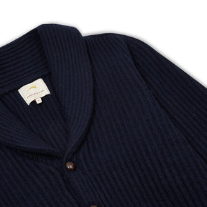 Burrows & Hare Shawl Neck Cashmere & Merino Cardigan - Navy - Burrows and Hare