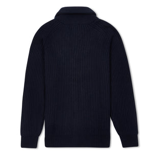 Burrows & Hare Shawl Neck Cashmere & Merino Cardigan - Navy - Burrows and Hare