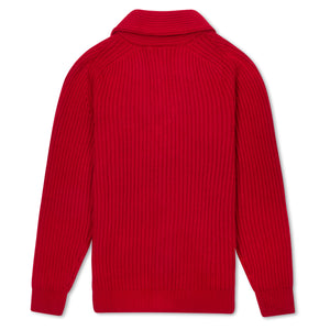 Burrows & Hare Shawl Neck Cashmere & Merino Cardigan - Red - Burrows and Hare