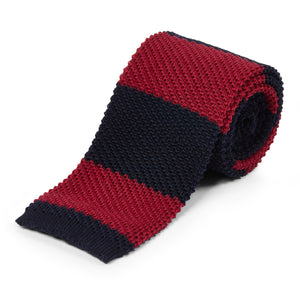 Burrows & Hare Knitted Tie - Stripe Red/Black - Burrows and Hare