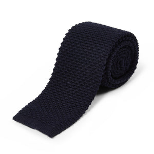 Burrows & Hare Knitted Tie - Navy - Burrows and Hare