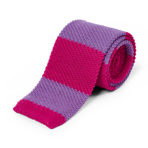 Burrows & Hare Knitted Tie - Stripe Fuschia/Purple - Burrows and Hare