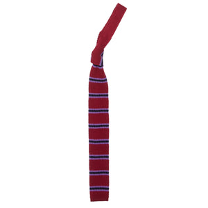 Burrows & Hare Knitted Tie - Stripe Red, Purple & Navy - Burrows and Hare