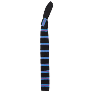 Burrows & Hare Knitted Tie - Stripe Black/Blue/Purple - Burrows and Hare
